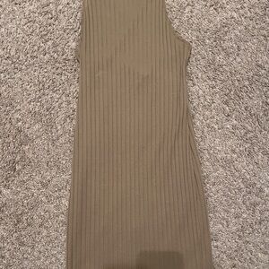 Sleeveless Ribbed Olive Dress